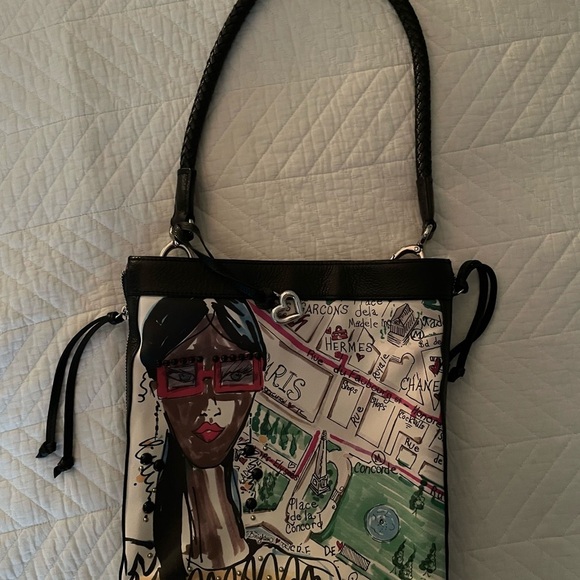 Brighton Black and White Shoulder Bag with Vintage Design - Picture 1 of 5